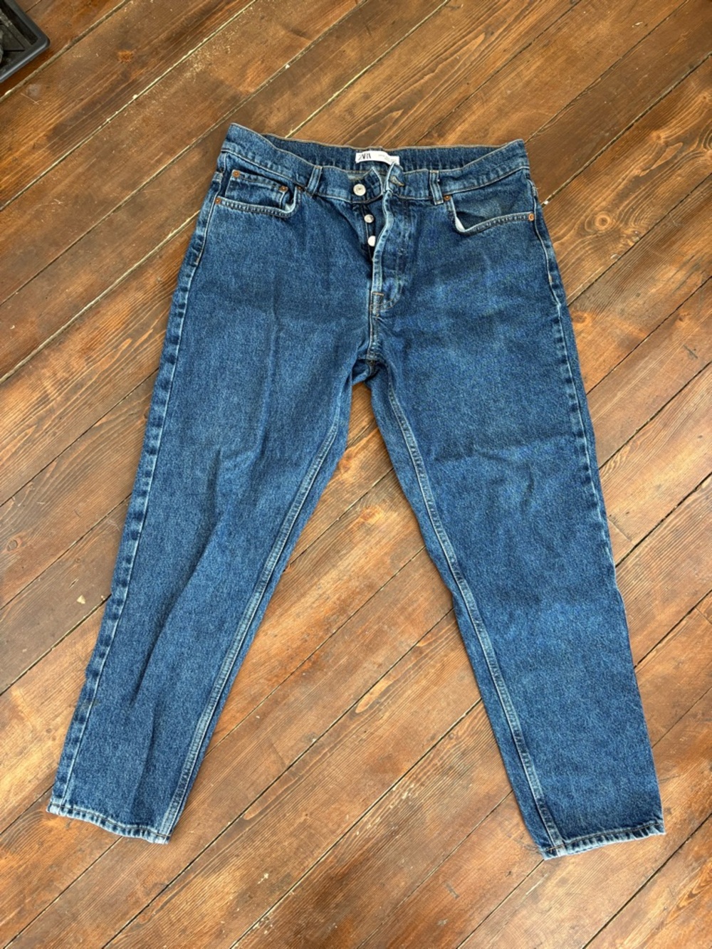BUNDLE ME ! Zara Men's Dark Blue Slim Straight Button-Fly Jeans